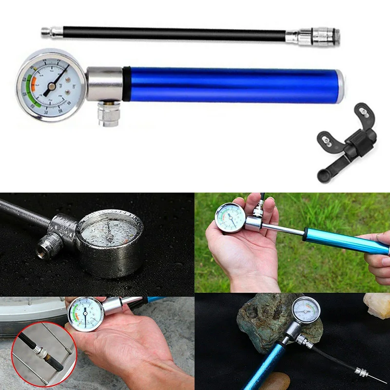 High Pressure Analog Mountain Bike MTB Air Suspension Shock Pump Portable Mini Air Pump ED-shipping