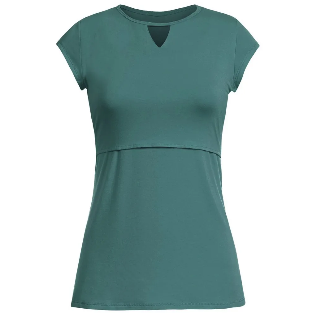 vetement femme 2019 Women's Maternity Pregnant tops Nursing Wrap Top Cap Short Sleeve Double Layer Blouse T Shirt ropa de mujer