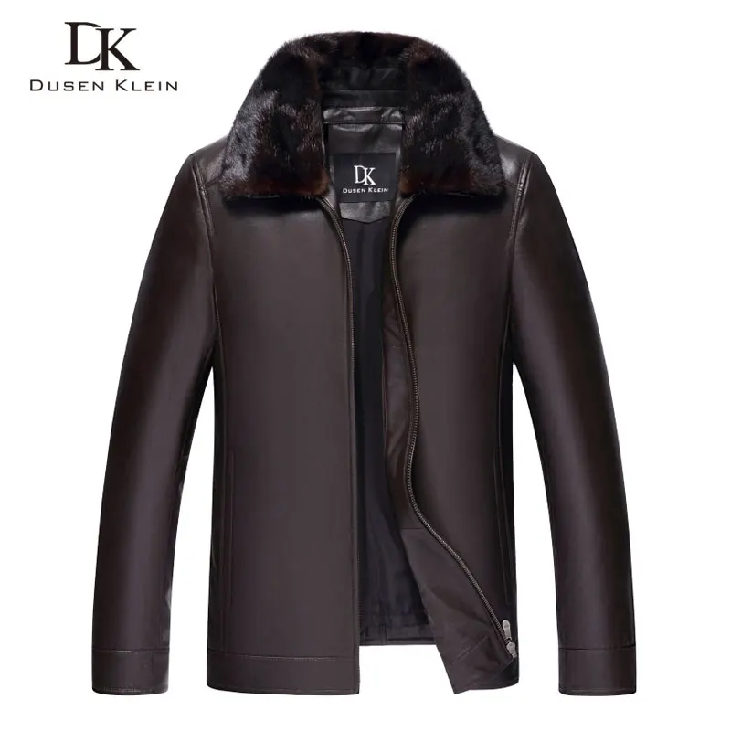  Men Genuine Leather Jackets Winter Warm Coat Mink fur collar+Rabbit hair liner+Sheepskin Short 2018 - 32896725560