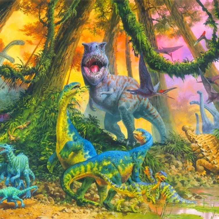 Dinosaur Jungle Poster Print by John Francis (18 x 9)