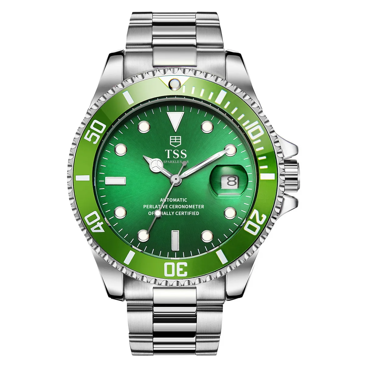 

TSS T5026 Diving watch GMT superlative chronometer automatic mechanical luminous unidirectional rotatable bezel oyster bracelet