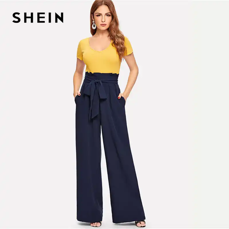 high waisted paper bag pants wide leg