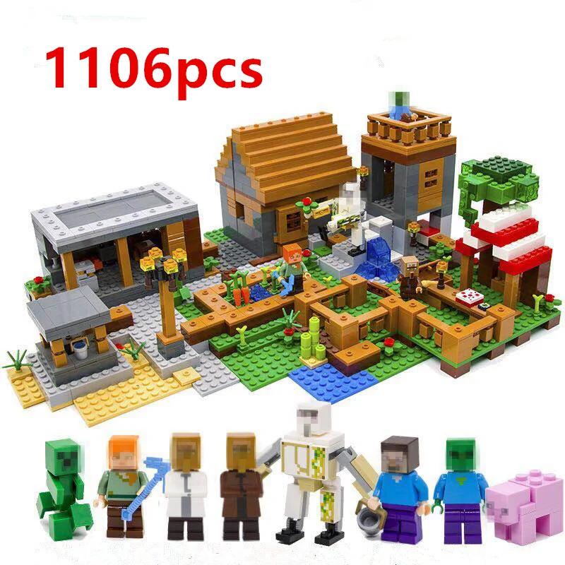 

Mailackers Lepin Legoing Minecrafts 18010 The Village 1106Pcs My World Building Blocks Toys Children For Legoing Minecraft 21128