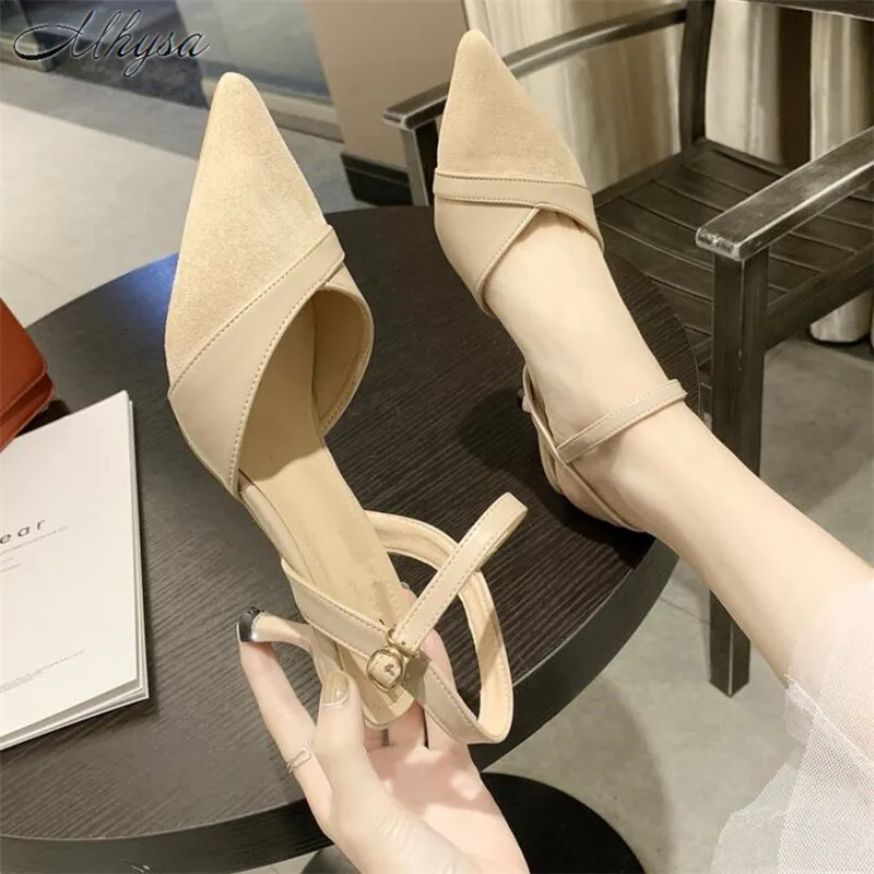 

Mhysa 2019 Spring Women Pumps Fashion Sexy Buckle High Heels Shoes ladies Pointed Toe Party Wedding Woman shoes High5cm T721