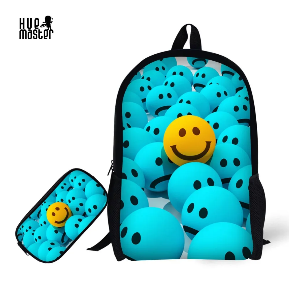 

2Pcs School Bags for Boys Primary School+Pencil Case Emoji Printing Children Backpack Schoolbag Pencil Bag Learning Combination