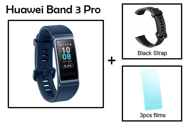 Смарт-браслет huawei Band 3 Pro с gps, металлическая рамка, экран 0,95 дюйма, водонепроницаемый, фитнес, пульс, режим сна - Цвет: 3Pro blue black S