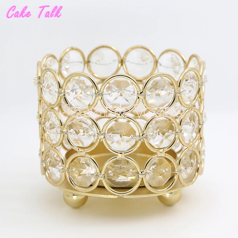 Gold crystal bowl candle holders 7.5*8.5cm 3 layers tealight stand 10 pieces home decoration candy bar party supplier | Дом и сад