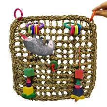 30x30 см, сеть для скалолазания попугая, гамак, качели, любимая игрушка для питомца, разноцветные безопасные, безвкусные, попугай, натуральная соломенная игрушка для скалолазания домашних животных