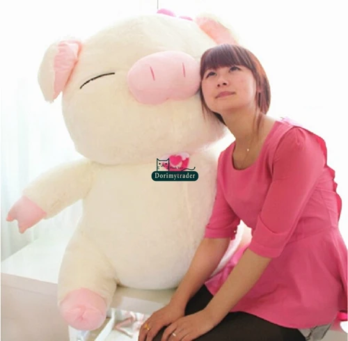 Dorimytrader 43'' / 110cm Huge Lovely Stuffed Soft Plush Large Cartoon Pig Toy Nice Birthday Gift Decoration DY60522