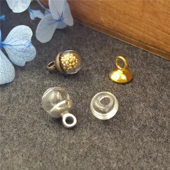 

20sets 6mm ball glass globe with 6mm cap set glass vial pendant DIY jewelry accessories glass necklace pendant