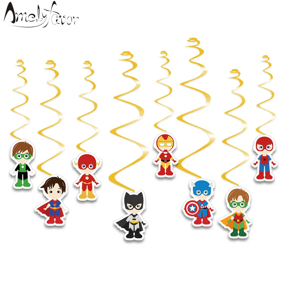 

Superhero Boys Theme Ceiling Hanging Swirl Decoration Event Birthday Baby Shower Hero Boy Party Decorations Supplies