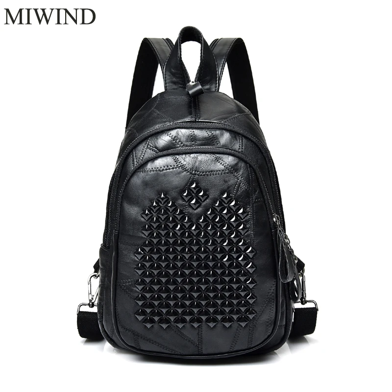 2017 MIWIND Women Backpack Genuine Leather Backpacks Softback Bags