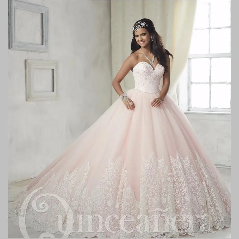 Buy Gloriour Light Pink Quinceanera Dresses Cheap 2017 Sexy Sweetheart Backless