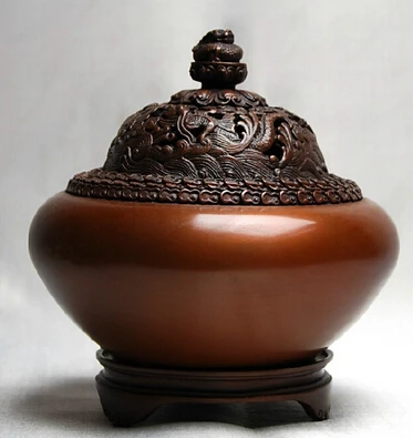 

bi003759 5 Chinese Pure Red Copper Decoration Palace Dragon Jar Pot Incense Burner Censer
