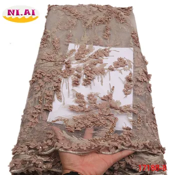 

Latest Nigerian Lace Fabric 2018 High Quality Net Material Lace French Lace Fabric Beaded Lace Fabric For Wedding DressNA1718B-2