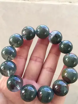 

17mm Natural Green Ghost Phantom Garden Crystal Beads Sphere Bracelet