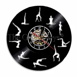 1 шт. Йога настенные часы современный дизайн Vegan Йога Спорт Виниловая пластинка настенные часы домашний декор для йоги Любовник подарок