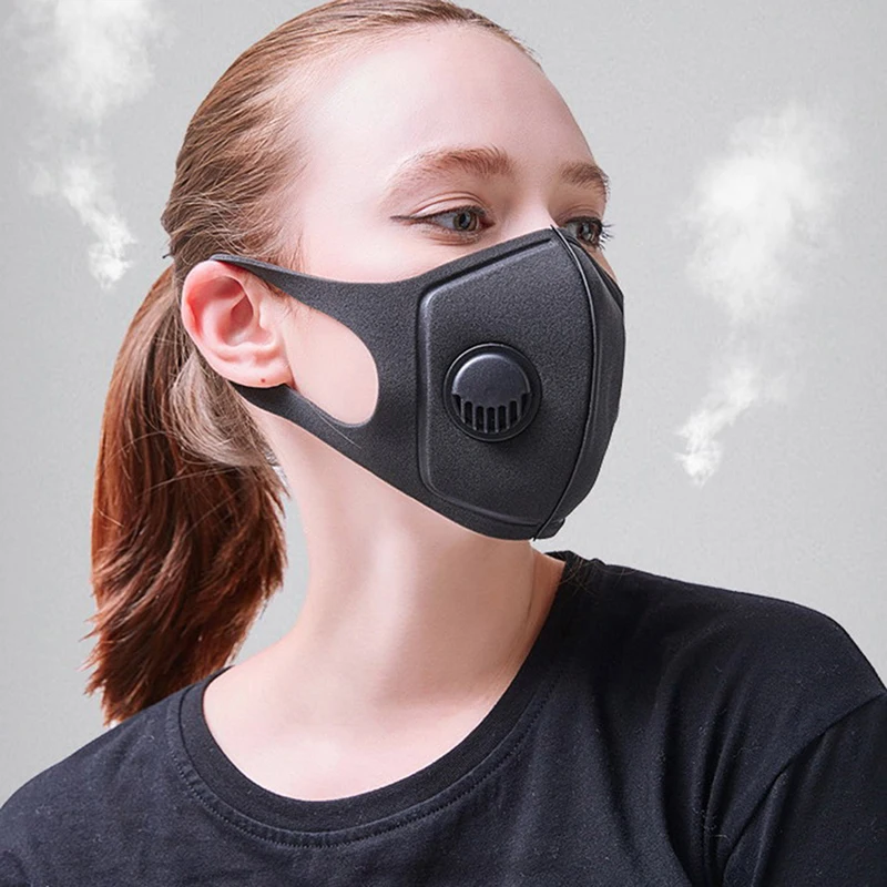 

Unisex Sponge Dustproof PM2.5 Pollution Half Face Mouth Mask With Breath Valve Wide Straps Washable Reusable Muffle Respirator