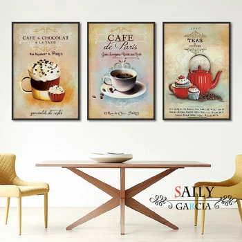 

Nordic Poster Vintage Modern Minimalist Coffee Dessert Canvas painting Abstract Home Decoration Kitchen Wall Pictures No Frame