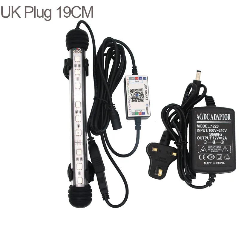 Светодиодная лампа для подсветки аквариума для аквариума морской Светодиодный светильник для аквариума RGB Bluetooth контроллер аквариума светодиодный светильник ing - Цвет: UK PLUG 19CM