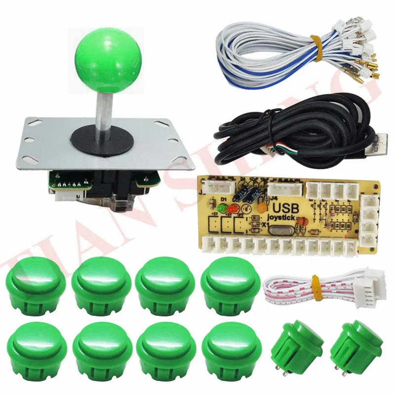 1 плеер аркадный набор деталей diy USB энкодер для ПК игры 5Pin джойстик+ 2X24 мм и 8X30 мм аркадные кнопки для аркадной ПК игровой консоли