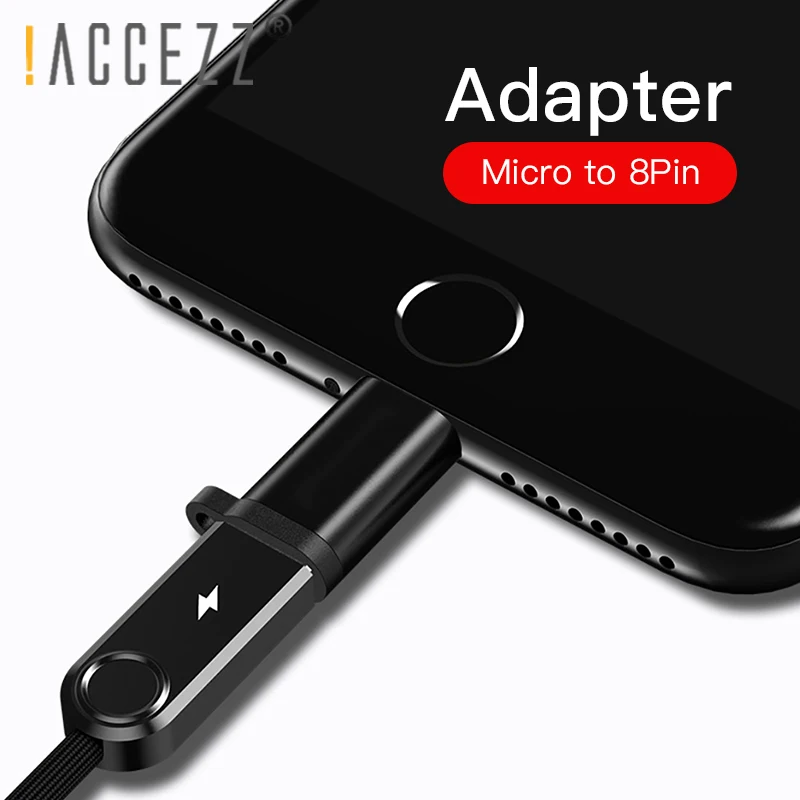 Адаптер USB ACCEZZ Micro-Lighting для Iphone X XR XS Max 8 7 6S 6 Plus с цепочкой для ключей Синхронизация данных OTG зарядка 8 Pin конвертер