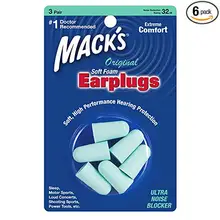 Mack's Original Soft Foam Earplugs, 3 Pair (6 Packs) - 32dB HighestMack's 3 pairs foam earplugs green color noise reduction 29db Mack's Original Soft Foam Earplugs, 3 Pair (6 Packs) - 32dB HighestMack's 3 pairs foam earplugs green color noise reduction 29db
