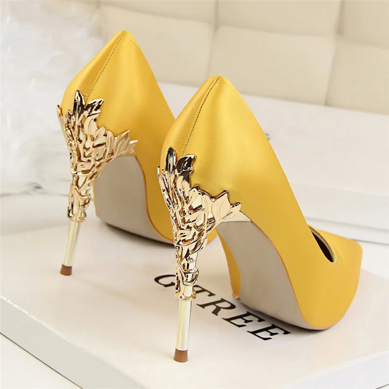 bridal shoes wedding shoes woman gold high heels pointed toe pumps women shoes high heel ladies shoes zapatos de novia