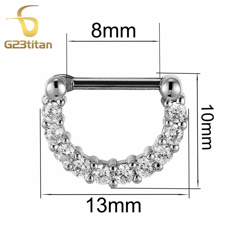G23titan 16G Titanium Nose Ring Crystal Septum Clicker Ear Rook Nostril Septum Piercing Jewelry Body Accessory - Image 2