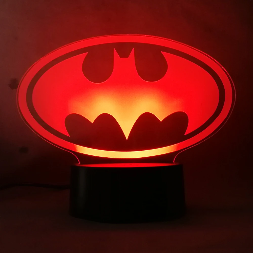 Cool New Batman Symbol Marvel 3D Light Night 7 Colors Change LED