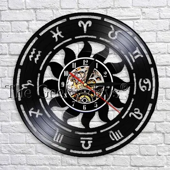 

Zodiac Signs Vinyl Wall Clock Modern Design 3D Wall Watch Kitchen Wall Clocks Astrology Decorations For Party Rooms