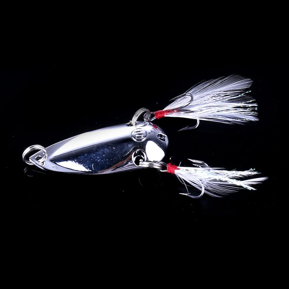 

1pcs Spoon Lure Silver Color Spinning Spoon Bait 45mm10g with Feather Fishing Lure for Bass Trout Pike Freshwater Saltwater