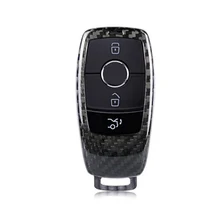 Углеродное волокно 3 кнопки корпус для дистанционного ключа автомобиля, покрытой качественным чехлом защитные оболочки для Mercedes Benz E Class E200 E300 W213 автомобильные аксессуары