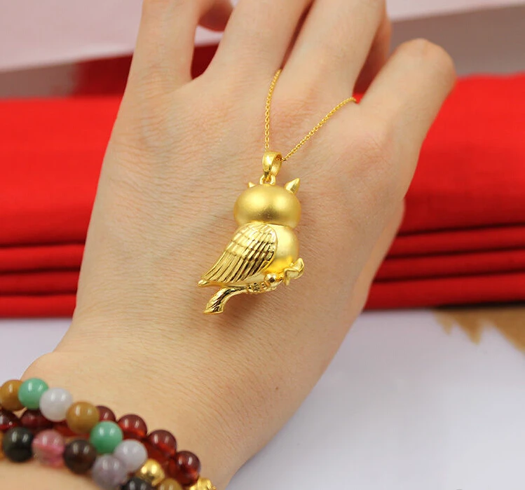 

Hot sale fashion Authentic 24K Yellow Gold Pendant / 3D Bless Unique OWL Pendant / 4.45g