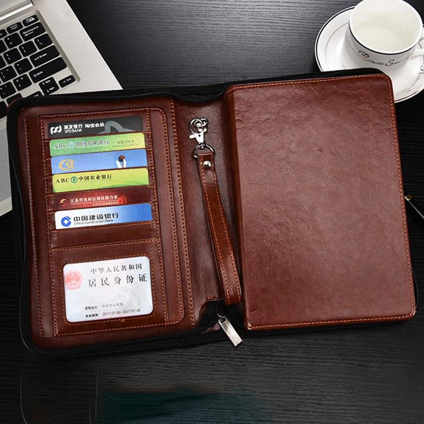 

A5 Multi-function Business Zipper Notebook Meeting Record Memo Planner Portable Diary Journal Writing Book Customize With Logo