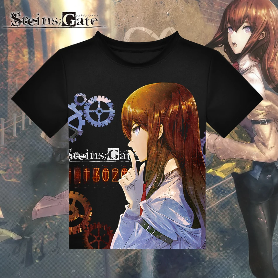 

Japanese Anime Stein Gate Makise Kurisu T-shirt Black Polyester T Shirt Summer Active Tshirt Fashion Men Women Brand Clothes