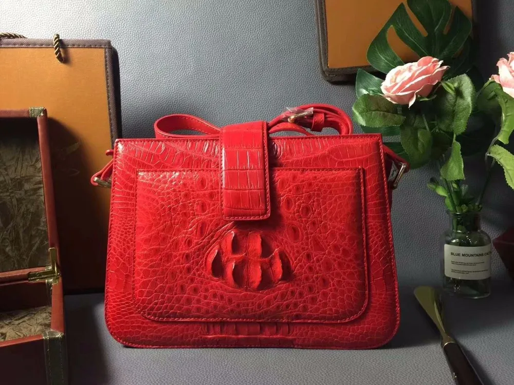 Femmes Peau Shouder véritable Body 100 Crocoidle En Sac De Réel Cuir Bracelet Orange Blanc Messenger Main Cross À Crocodile Vert pxWxAng