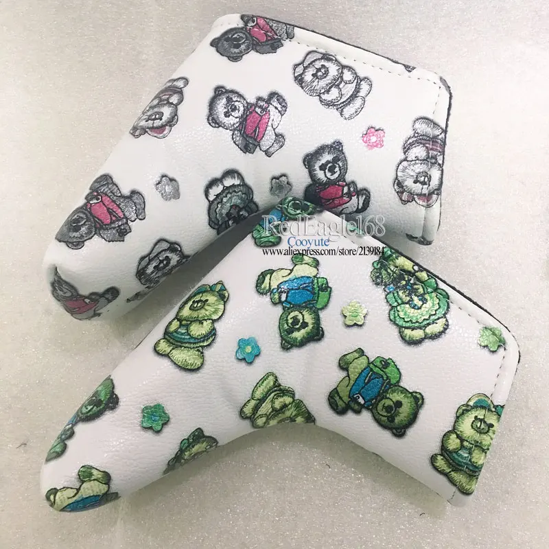 wholesale Original Golf headcover Cooyute Bear pattern PU T Golf Putte headcover Unisex Golf Clubs head cover Free shipping