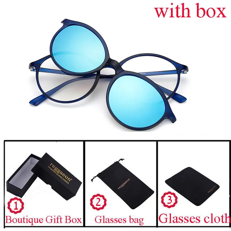 Солнцезащитные очки для женщин и мужчин, поляризованные очки с магнитным зажимом, солнцезащитные очки с магнитной оправой для близорукости, дополнительная упаковка - Цвет линз: 2223C2 with box