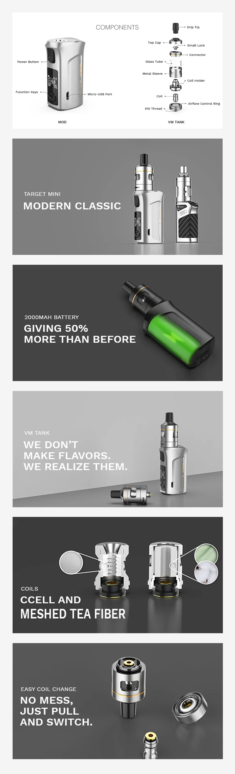 Vaporesso Target Mini 2 50W Kit with VM Tank 2000mAh