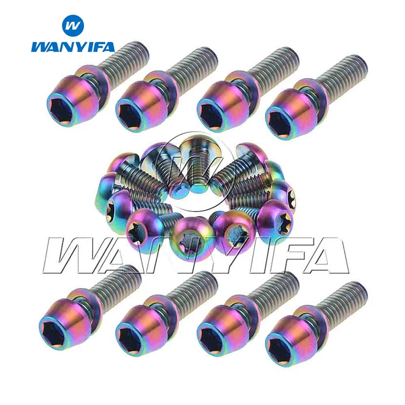 Wanyifa 12 шт. T25 M5x10mm велосипедный дисковый тормоз титановые болты+ 8 шт. M6x20mm конусная головка с шайбой DIN912 титановые болты комплект для обновления