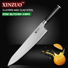 XINZUO 10,5 zoll fleischermesser 3-schicht 440C verkleidet stahl santoku messer küche messer G10 griff Japanische kochmesser kostenloser versand