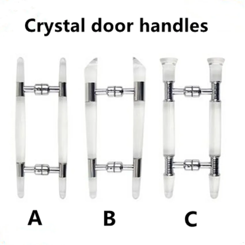 

Modern style Top Quality Glass door handle Clear Crystal Stainless steel beathroom door handle Ktv hotel home office door pull