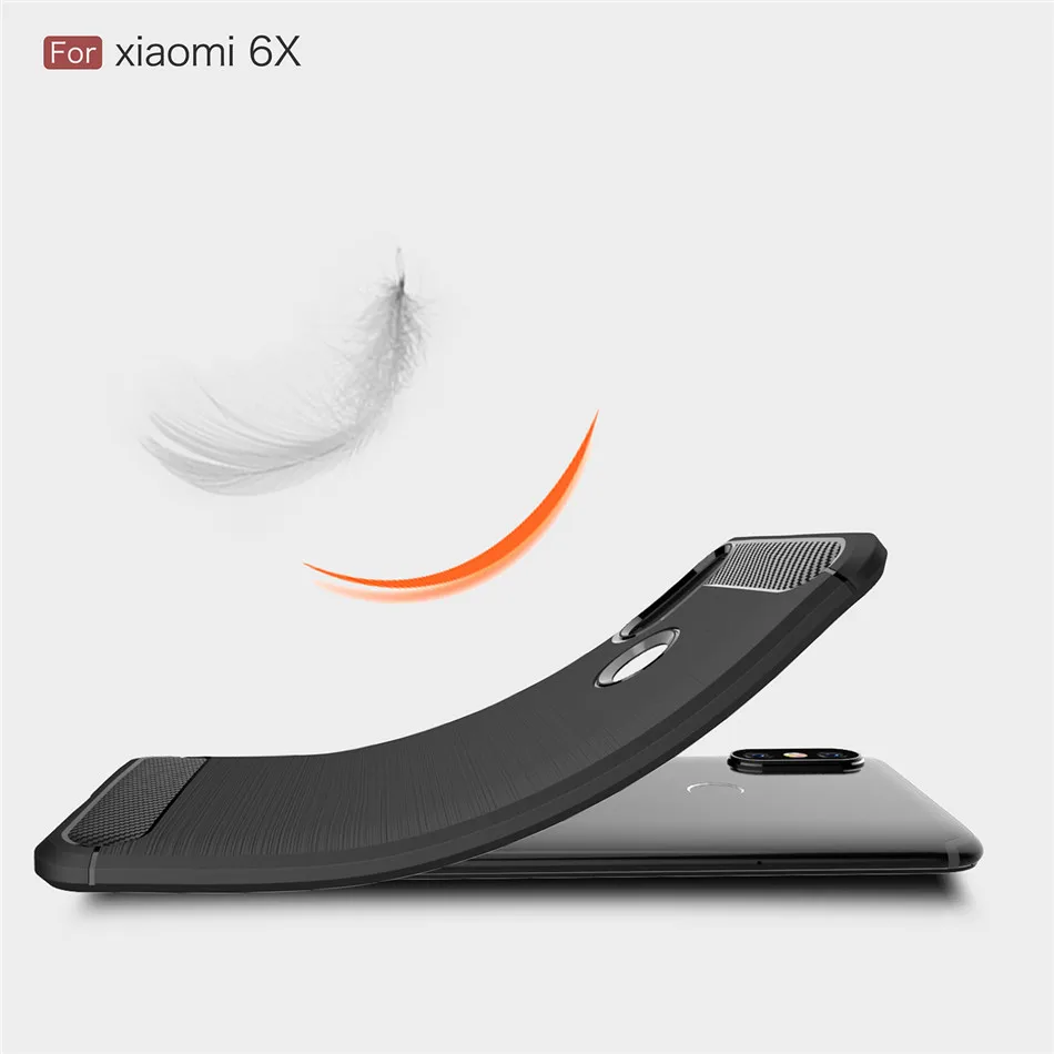 Чехол Whyes для Xiaomi Mi 6X противоударный мягкий ТПУ чехол из углеродного волокна A2 Mi6X