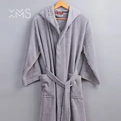 XMS бренд Для женщин халаты кимоно пижамы халат 100% хлопок для Для женщин женская ночная рубашка халаты с капюшоном мягкий Халат с капюшоном