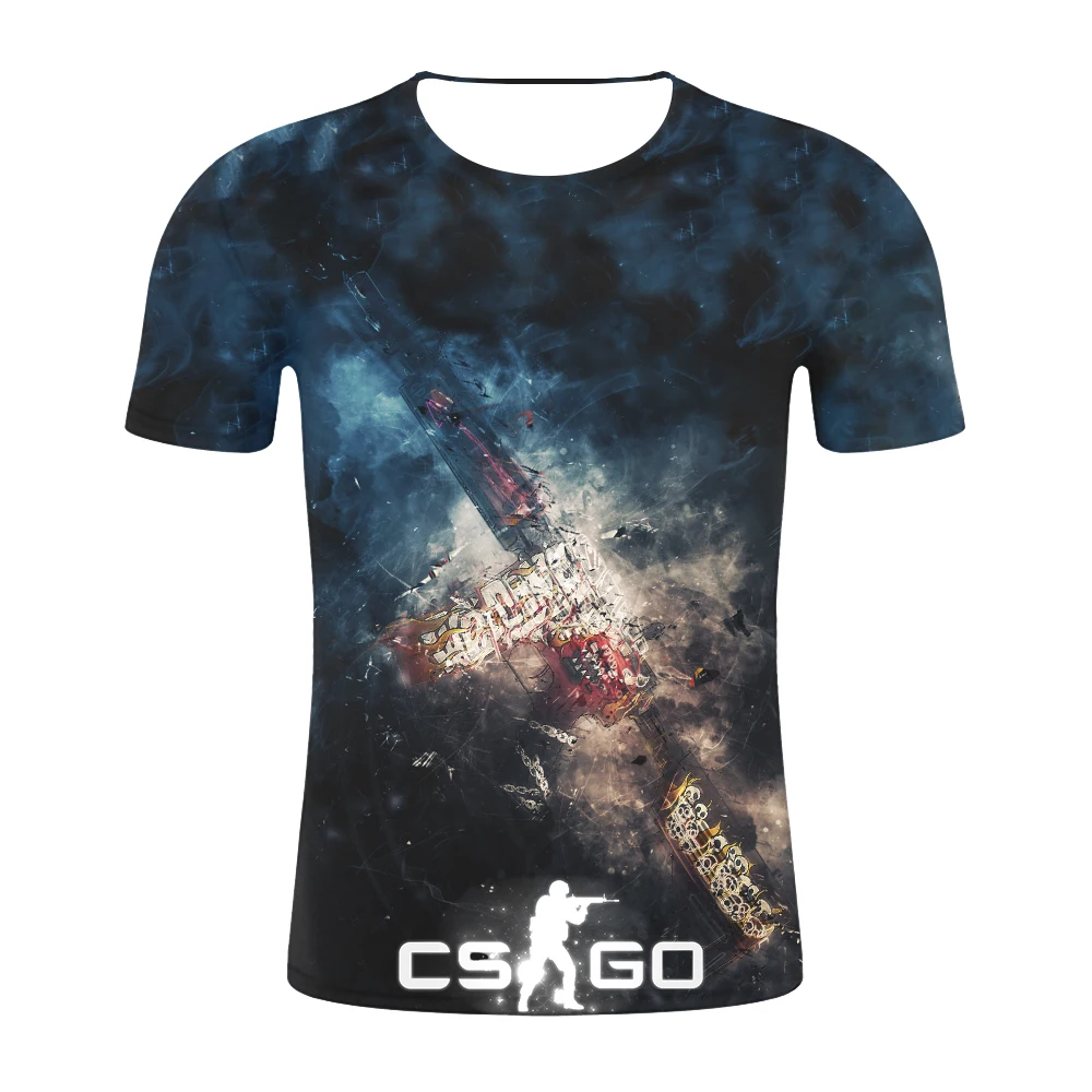 

2019 Summer new 3D print high quality top tees brand clothing hip hop street CS GO Gamers Men t shirt csgo men cozy t -shirt