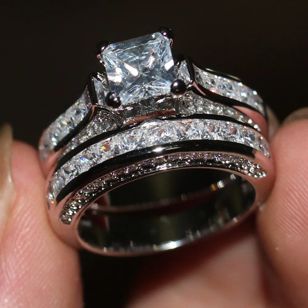 Fashion Jewelry Women Princess cut 7mm AAAAA Cz birthstones ring 14KT ...