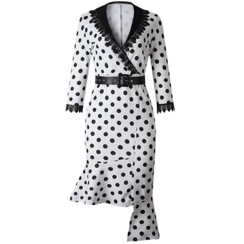 

Bodycon Dress Women White Elegant Party Stylish Parties Dot Print Summer Autumn Office Evening Women's Club Wearing Sexy Clothes