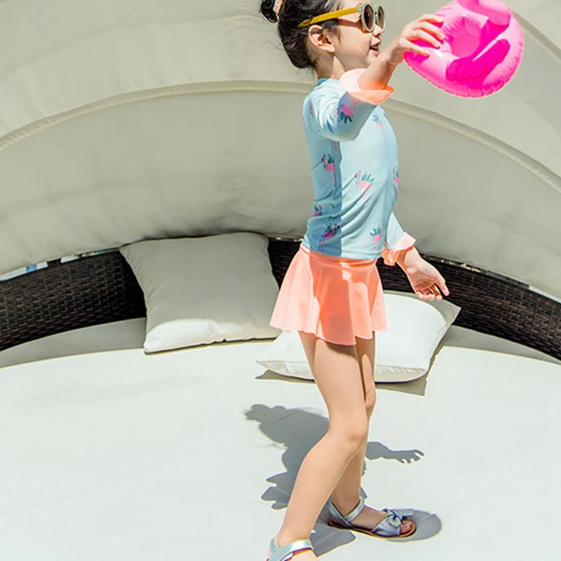 

Infant Toddler Baby Girl Swimwear Kids Sunscreen Beach Swimsuit Set Kids Girls Lovely Long Sleeve Sunscreen Swimwear Kids 1 Pcs