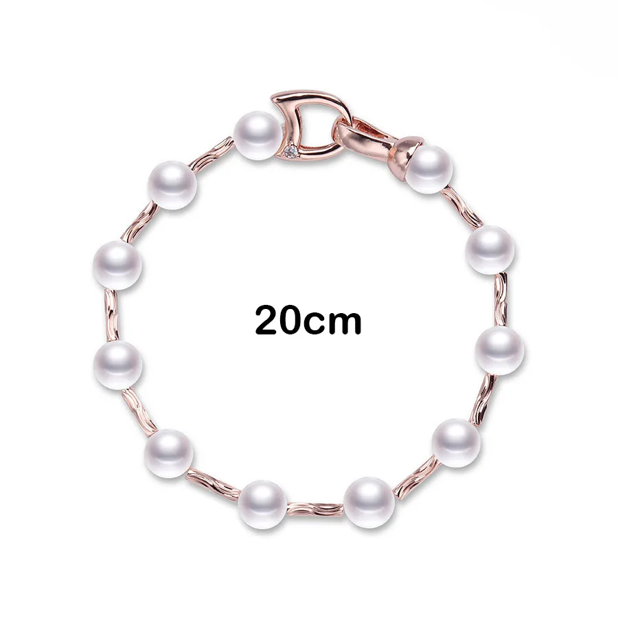 LINDO, пресноводный натуральный браслет с натуральным жемчугом, белый жемчуг, женский очаровательный браслет, жемчужные ювелирные изделия de perle - Цвет камня: 20cm